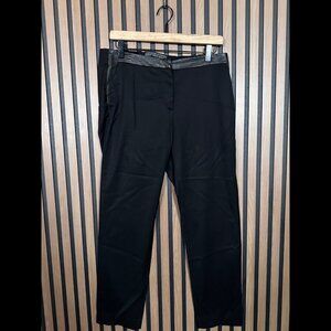The Kooples Trousers 40 Mens Black Black Vegan Leather Trim Wool Dress Pants